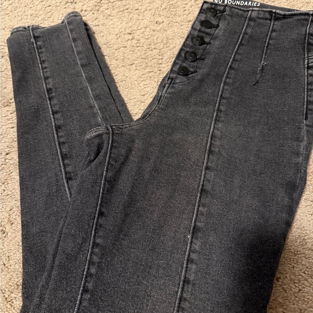 No Boundaries Women's Charcoal High Rise Jeans